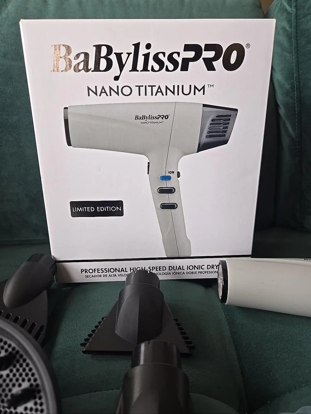 BaBylissPRO Nano Titanium Dual Ionic Hair Dryer Gray BNT9100GY Limited Edition
